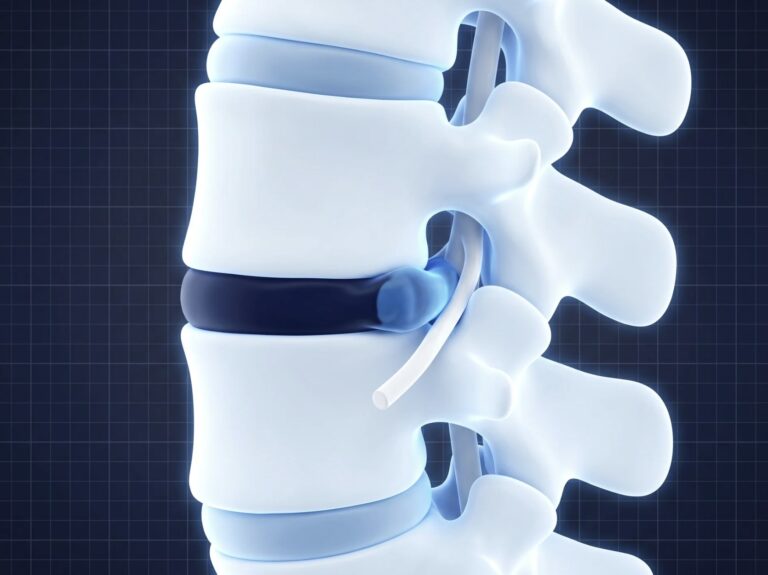 Illustration of the neck vertebrae and discs, where problems can lead to headaches that start in the neck